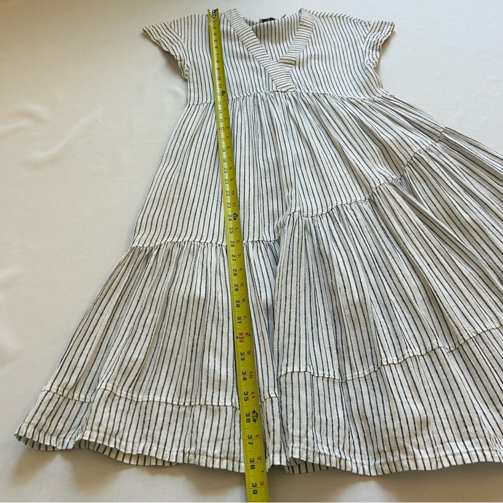 Vineyard Vines Jet Stripe 100% Linen Tiered Dress White Striped XS - Picture 4 of 14